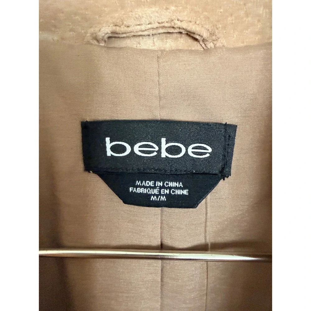 Bebe Suede Moto Jacket Women Size M Camel New‎ Studded Leather Biker Coat